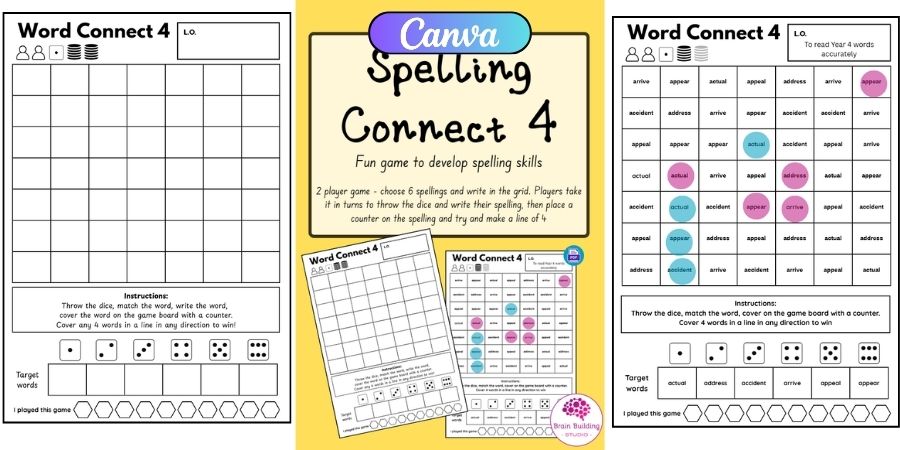 Spelling Game Connect 4